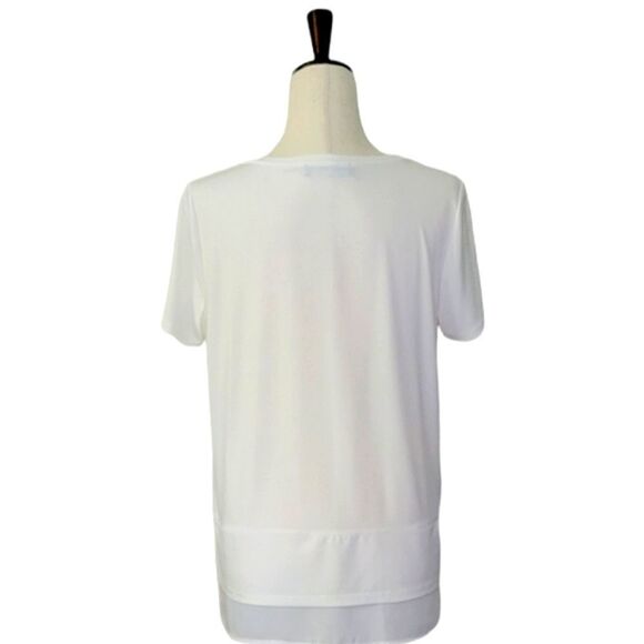 Ivanka Trump Ivory Zipper Detail Layered Hem Pullover Blouse Size M - Picture 3 of 8